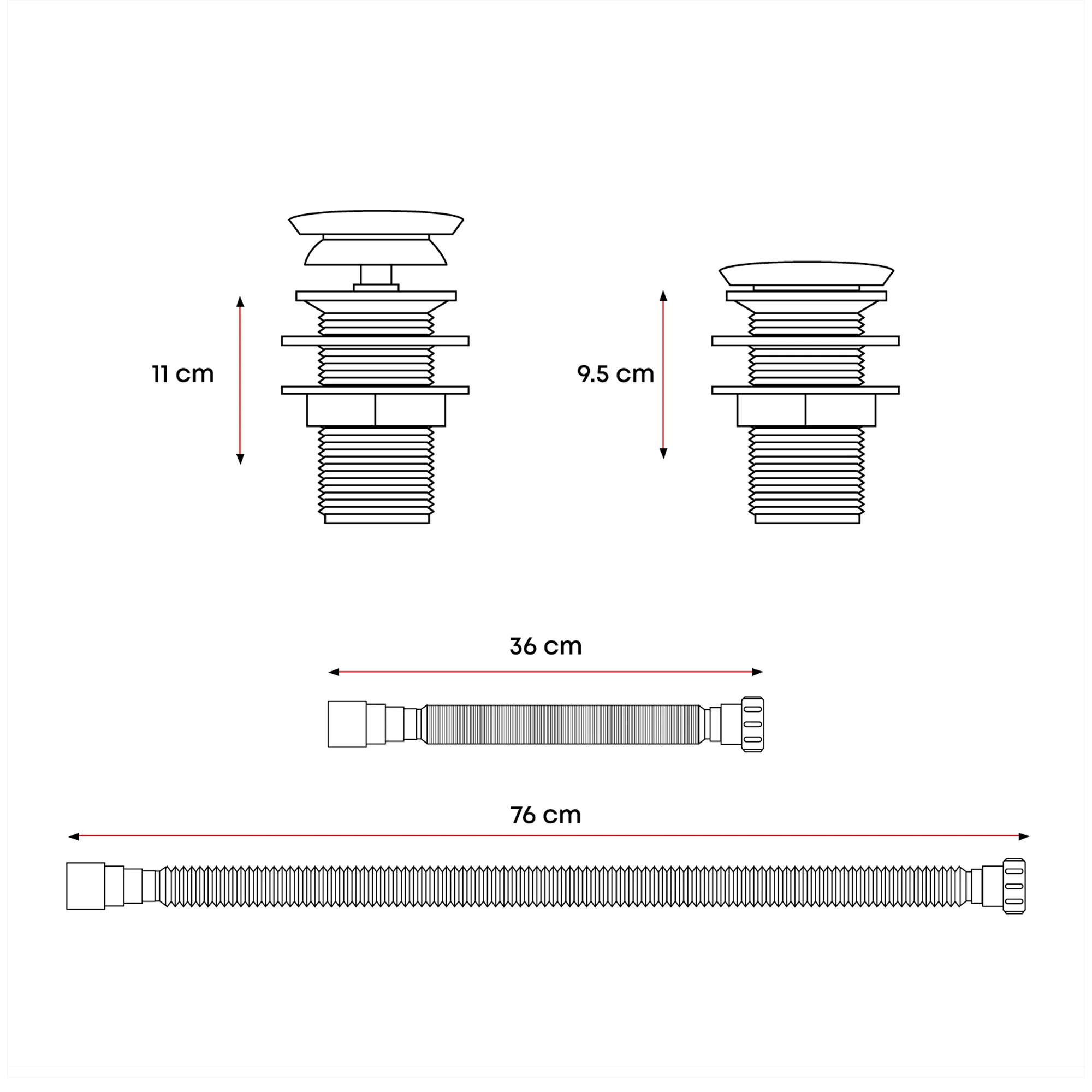 Desague de Push Flexible Sin Rebose Tapa Grafito Austral - Image 2