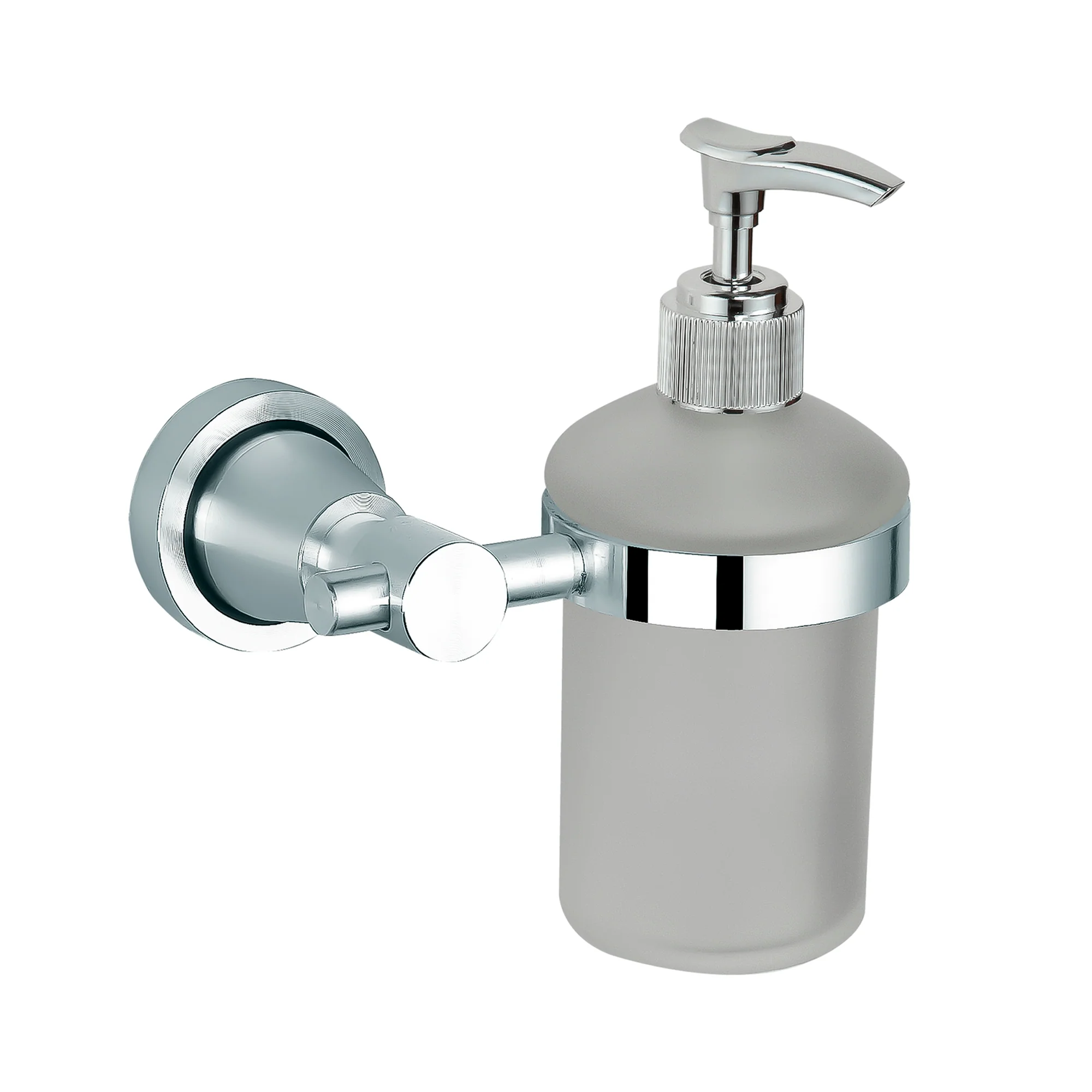 Dispensandor de Jabon Base Redonda en Aluminio Plateado