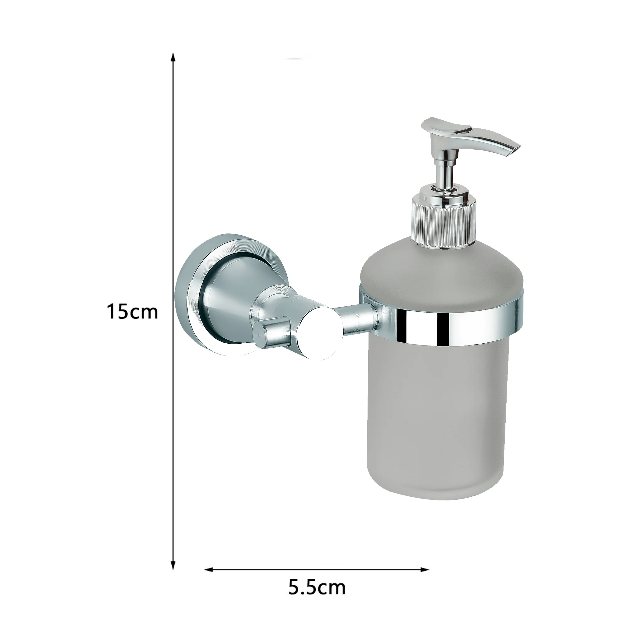 Dispensandor de Jabon Base Redonda en Aluminio Plateado - Image 2