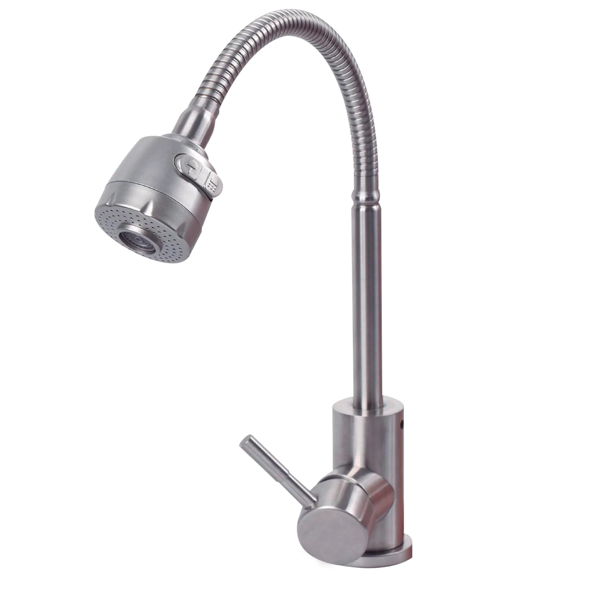 Griferia Monocontrol Lavaplatos Cuello Flexible Plateada Satinada