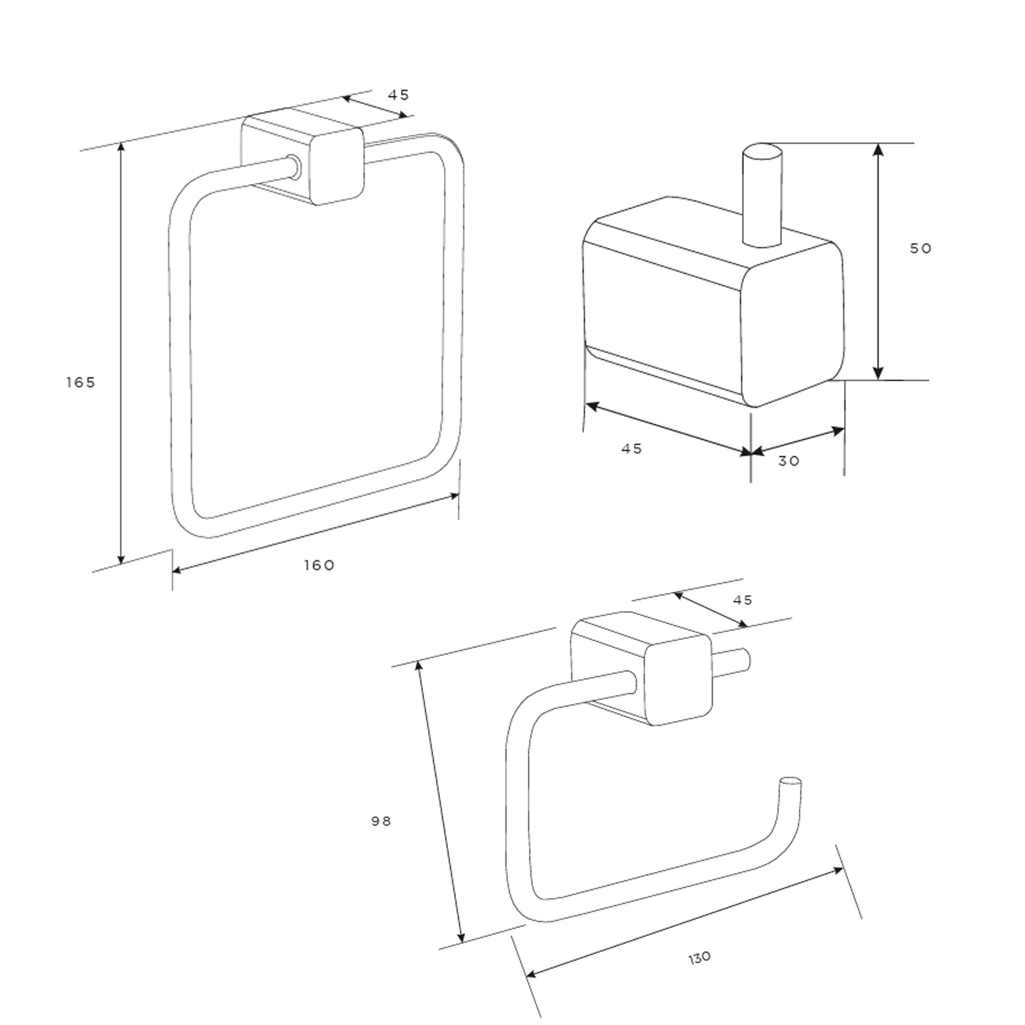 Juego de Accesorios para Baño x3 Piezas en Acero Plateado Life-B - Image 2
