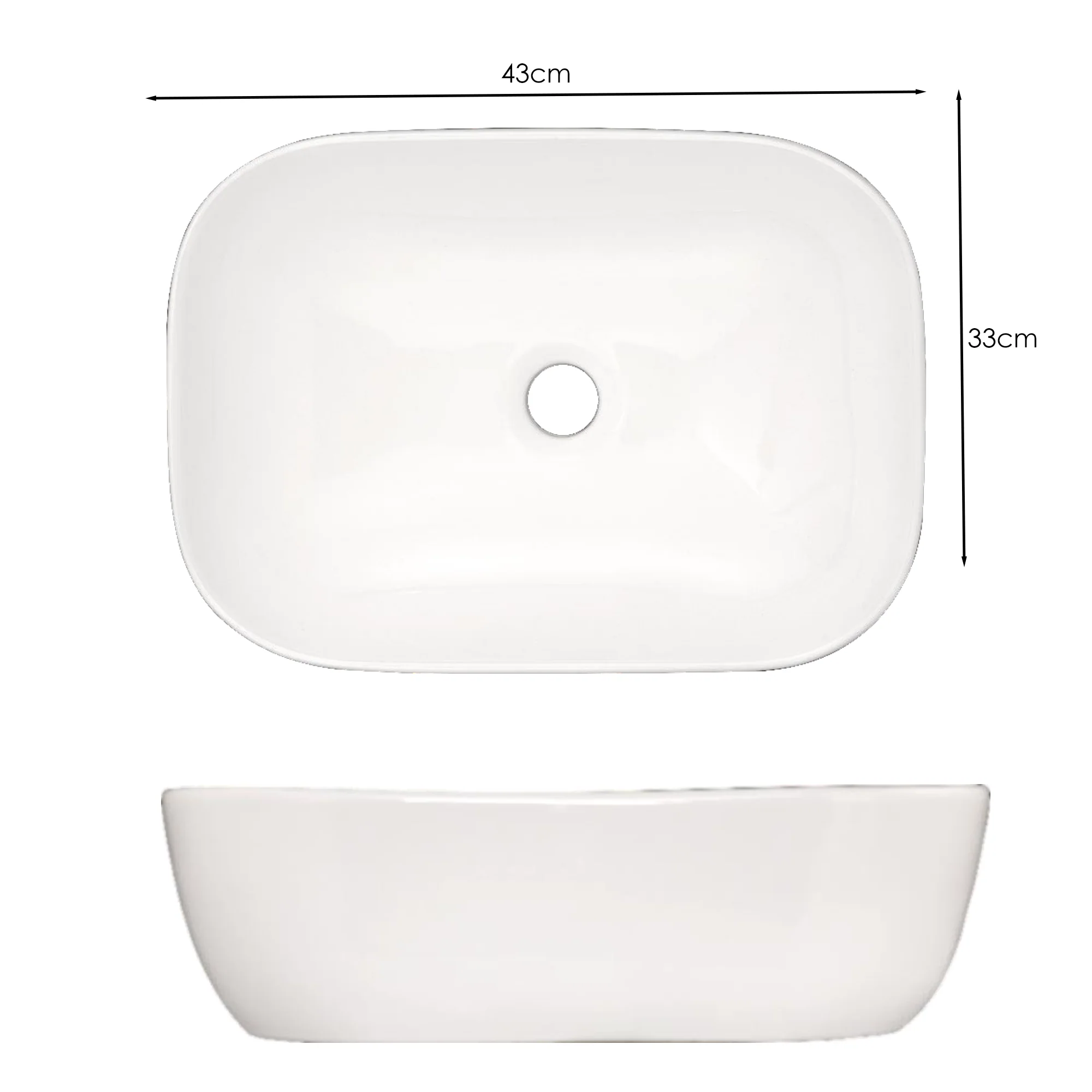 Lavamanos Blanco Sobreponer Blanco Rectangular Ov 43*33cm - Image 2