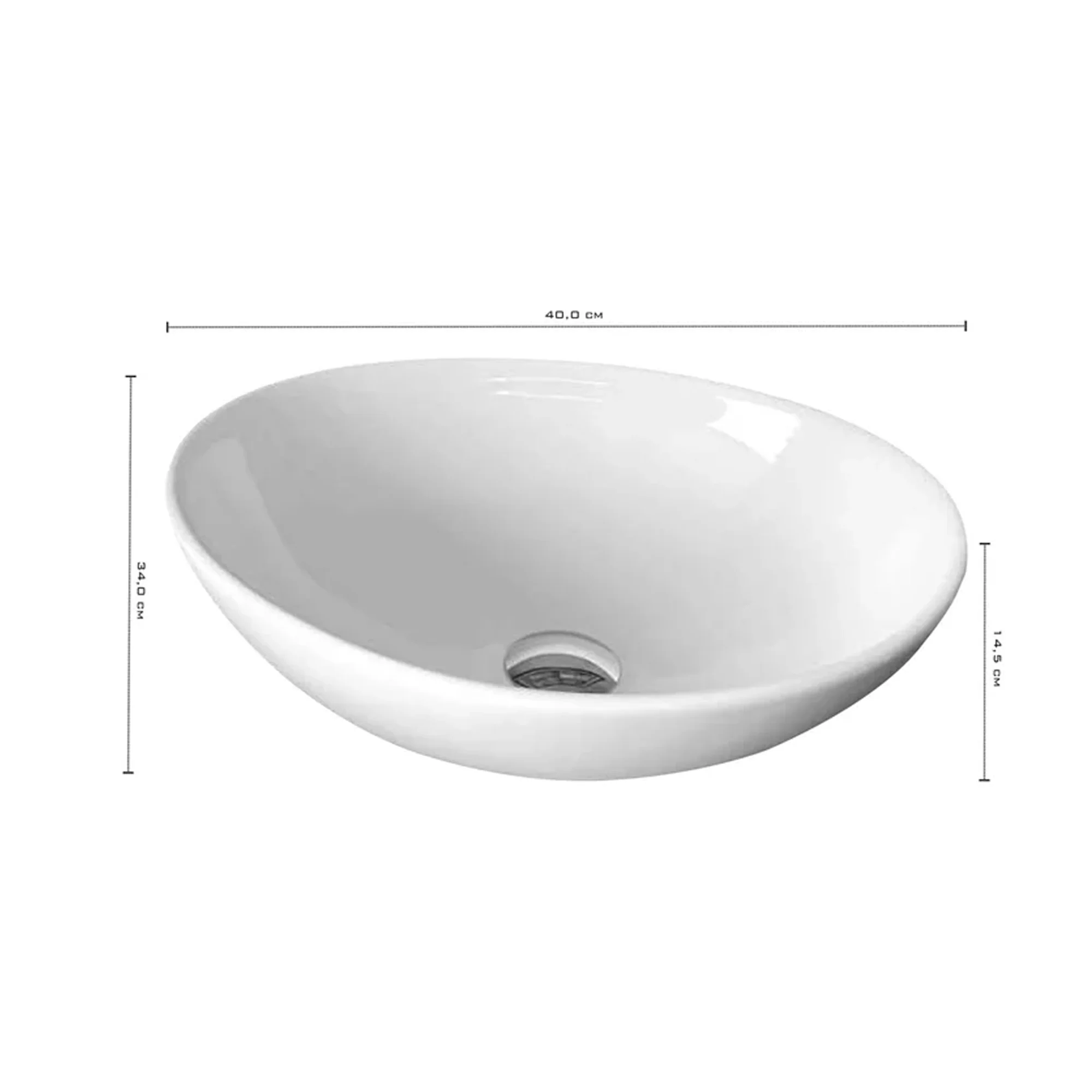 Lavamanos de Sobreponer en Ceramica Blanco Canoa 40*33cm - Image 2