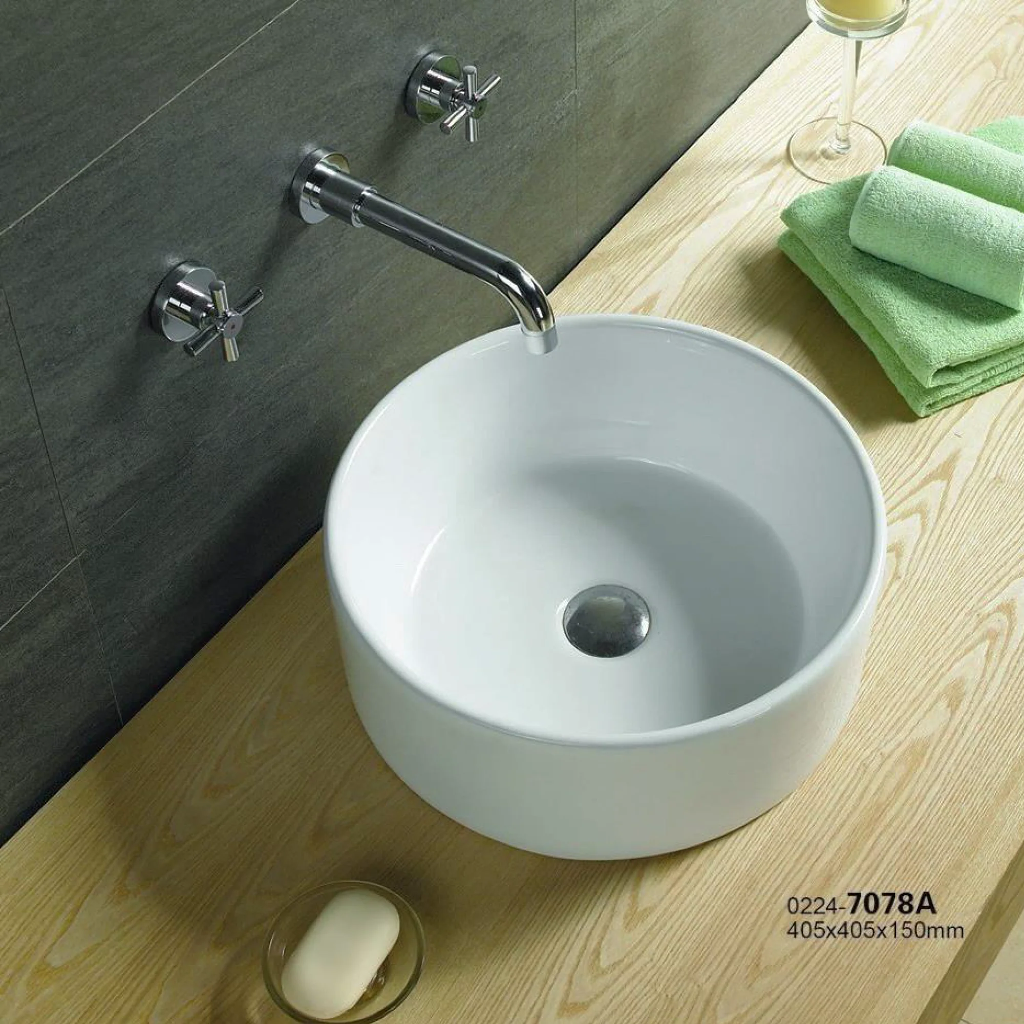 Lavamanos de Sobreponer en Ceramica Redondo 41cm - Image 3