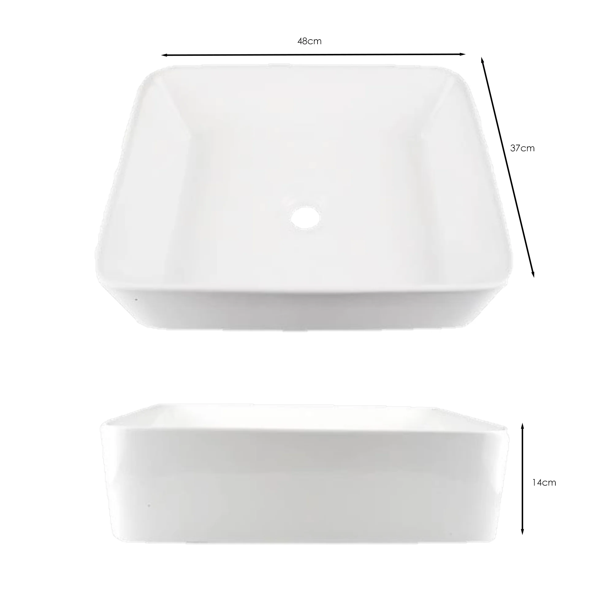Lavamanos de Sobreponer en Ceramica Rectangular 48*37cm - Image 2
