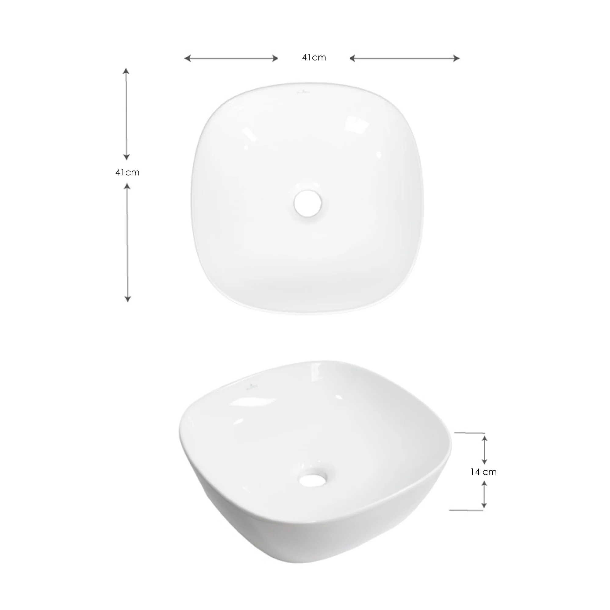 Lavamanos de Sobreponer en Ceramica Cuadrado 41cm - Image 2