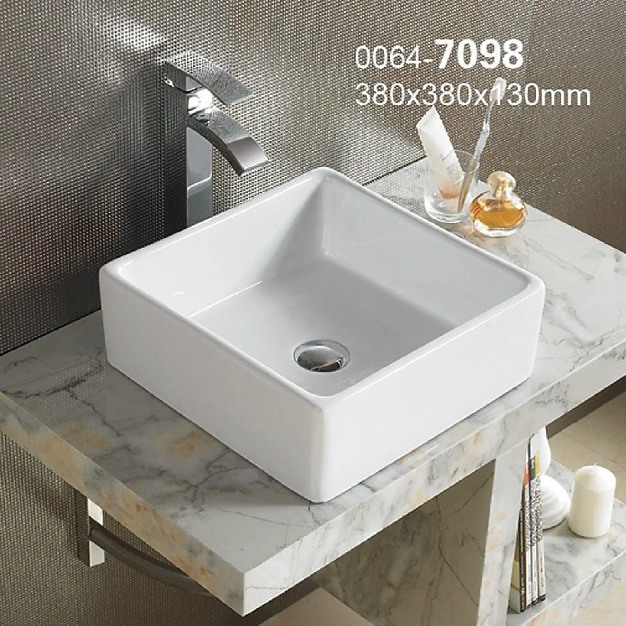 Lavamanos de Sobreponer en Ceramica Cuadrado 38cm - Image 2