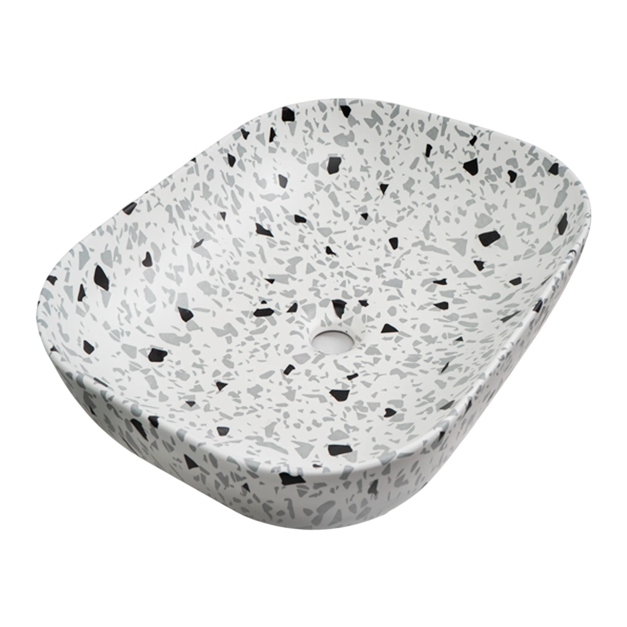 Lavamanos de Sobreponer Rectangular Terrazo Ince Blanco-negro
