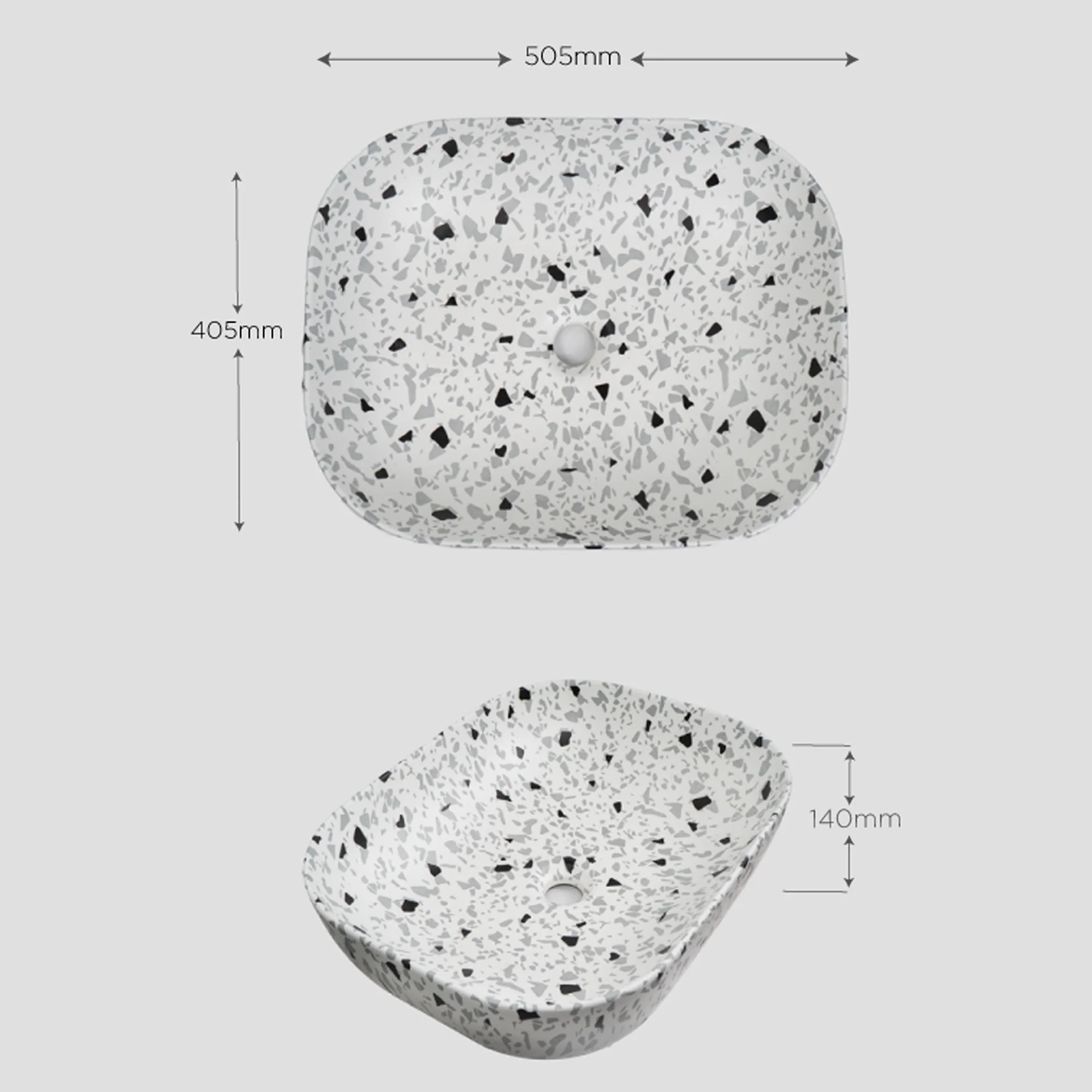 Lavamanos de Sobreponer Rectangular Terrazo Ince Blanco-negro - Image 4