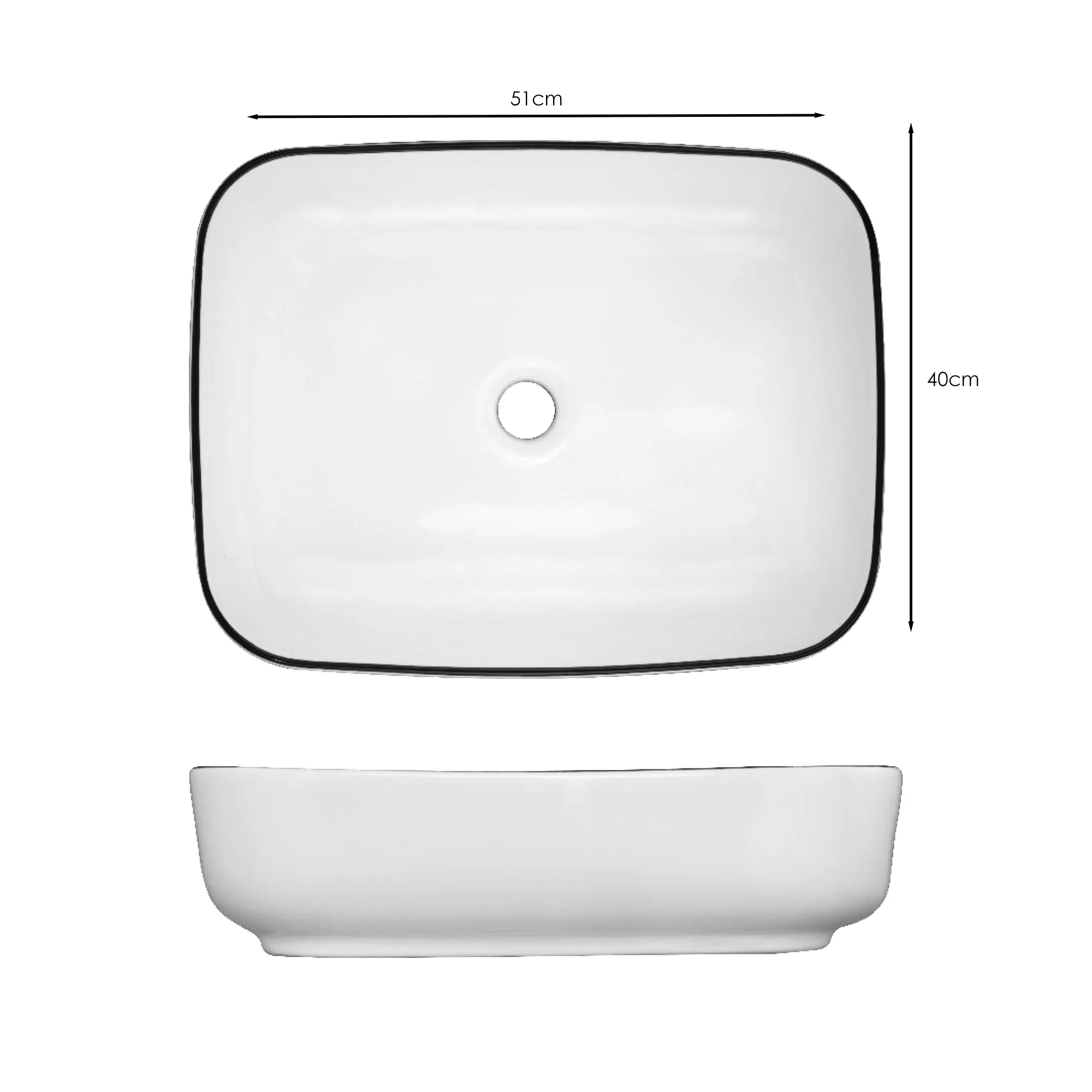 Lavamanos Sobreponer Rectangular Blanco 51*40cm - Image 2