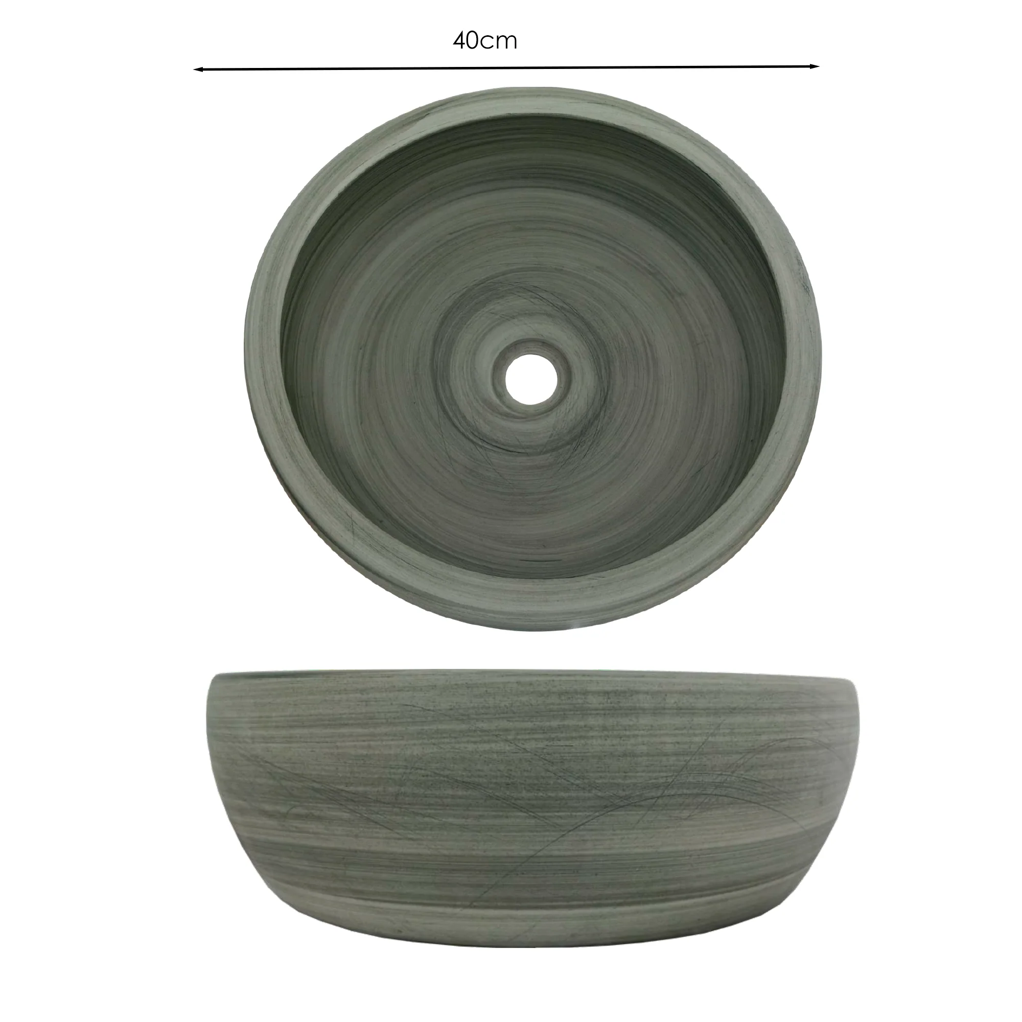 Lavamanos Sobreponer Redondo Gris Espiral 40cm - Image 2