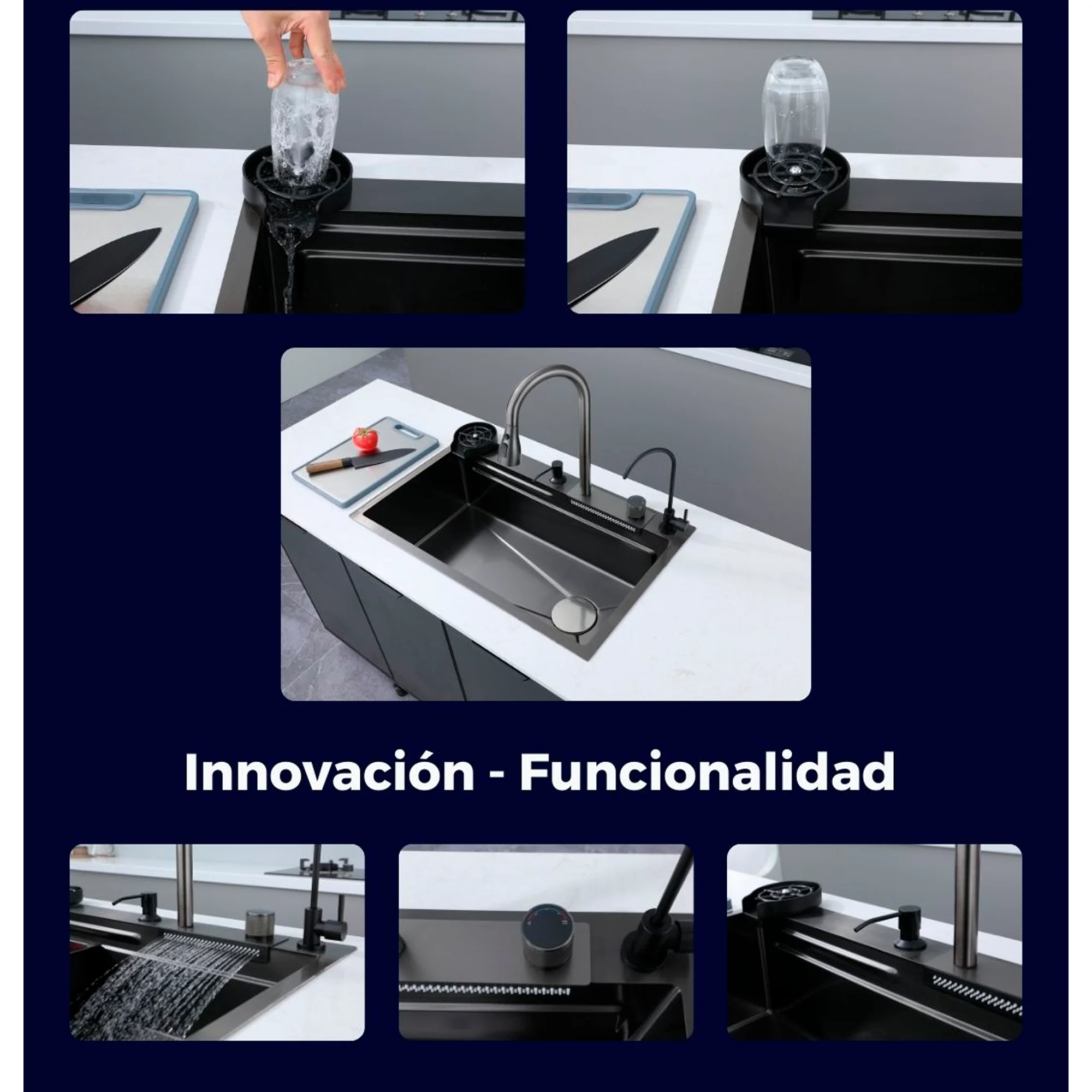 Lavaplatos en Acero Multifuncional 68*46*22cm Plateado+Accesorios - Image 3