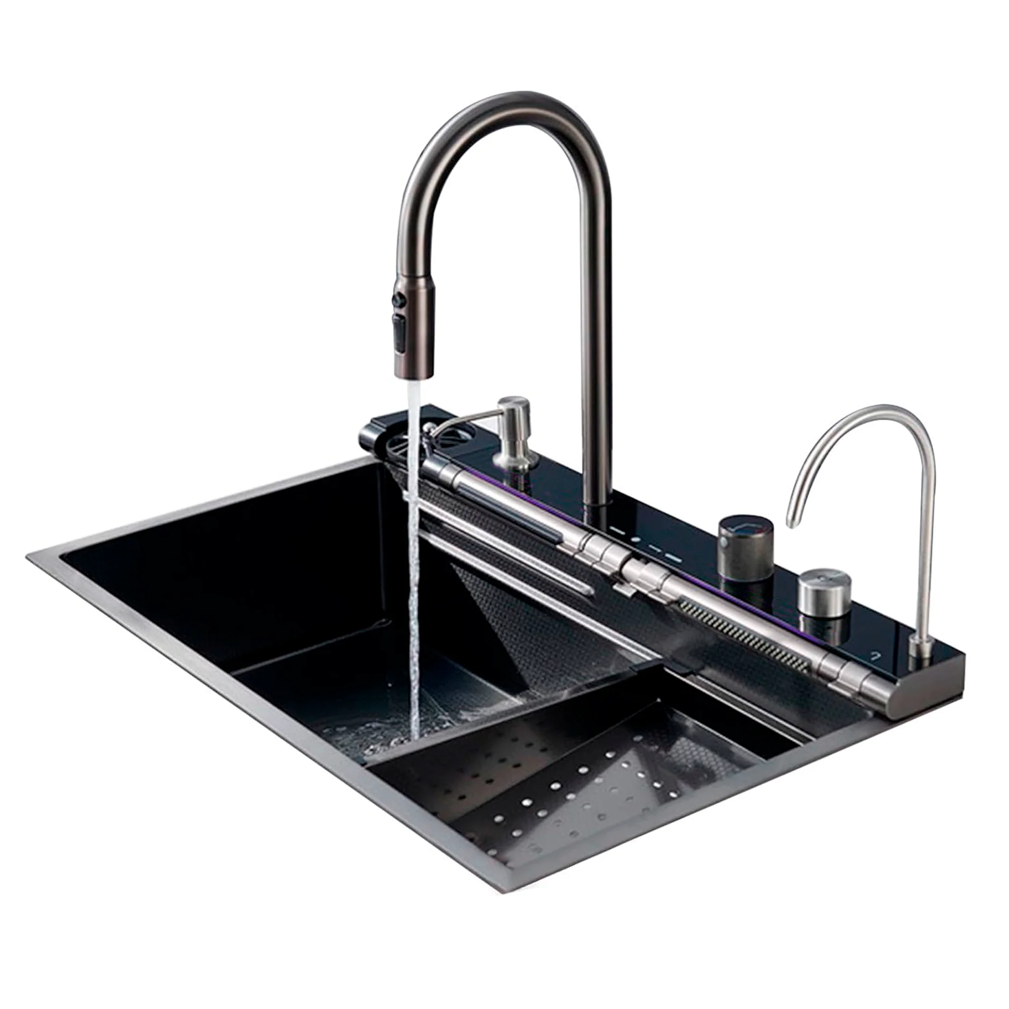 Lavaplatos en Acero Multifuncional 75*46*22cm Negro+Acces.