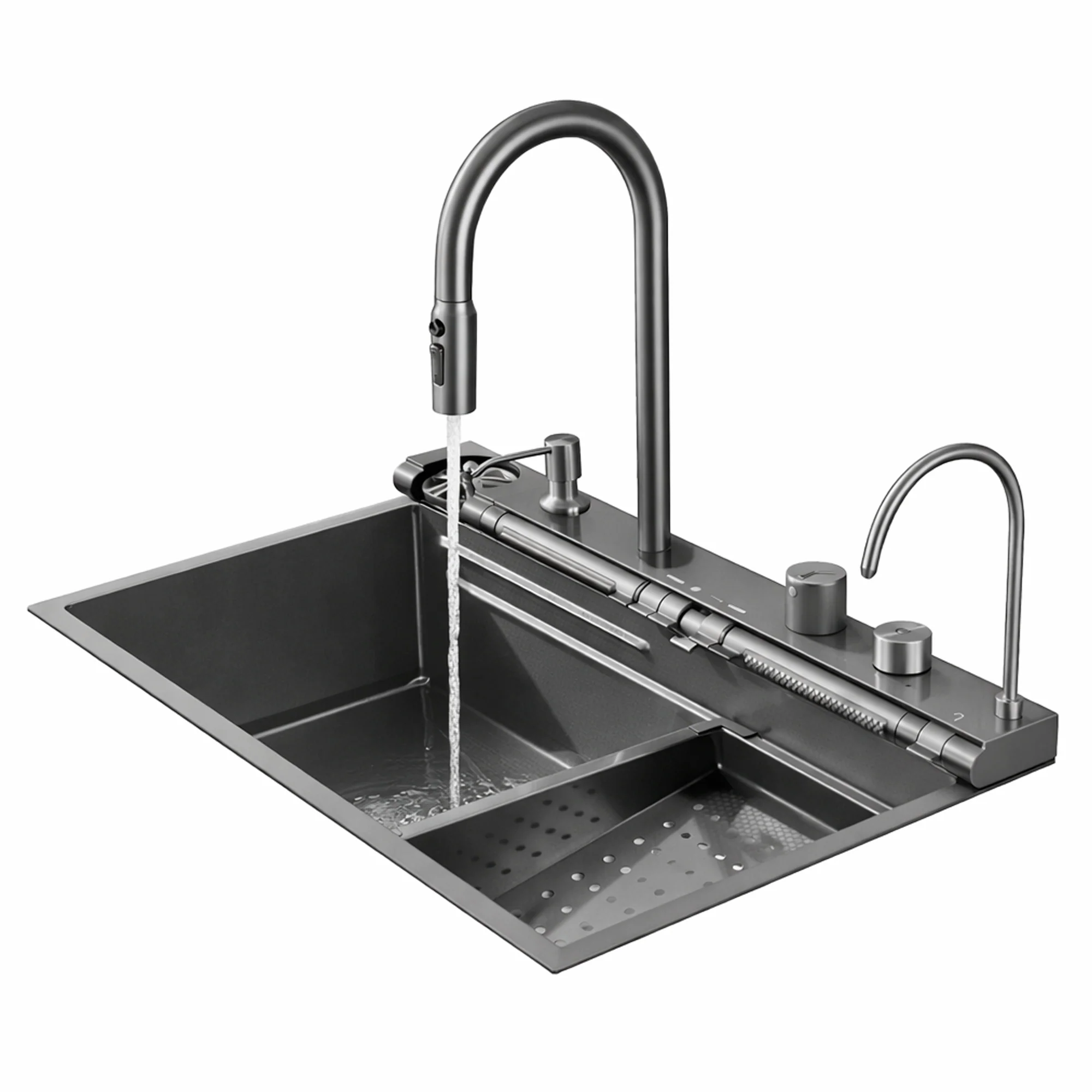 Lavaplatos en Acero Multifuncional 75*46*22cm Plateado+Acces.
