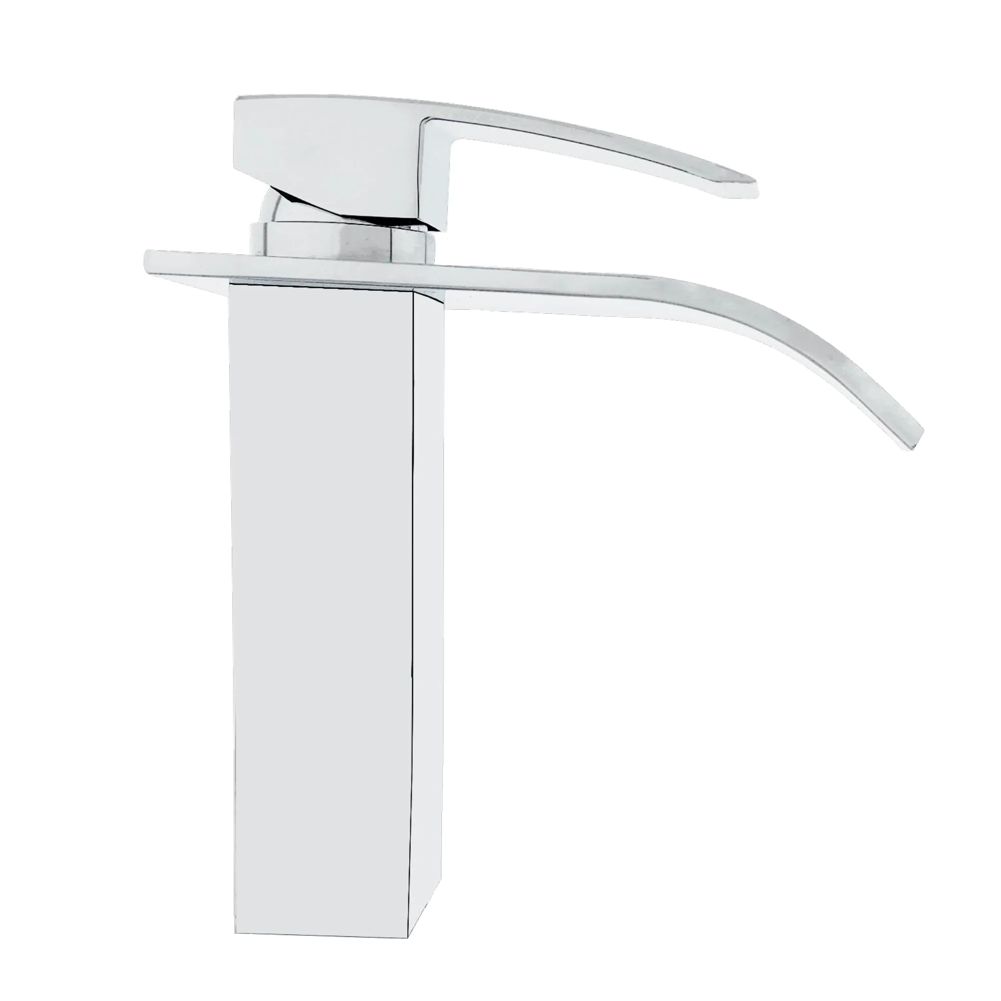 Griferia Monocontrol Lavamanos Baja Plateada Cromada Cascada