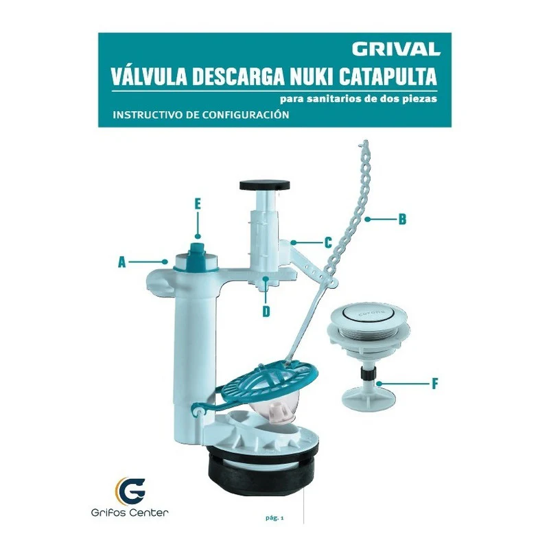 Válvula Descarga Nuki 2 Piezas Catapulta 26cm + Botón Grival - Image 7