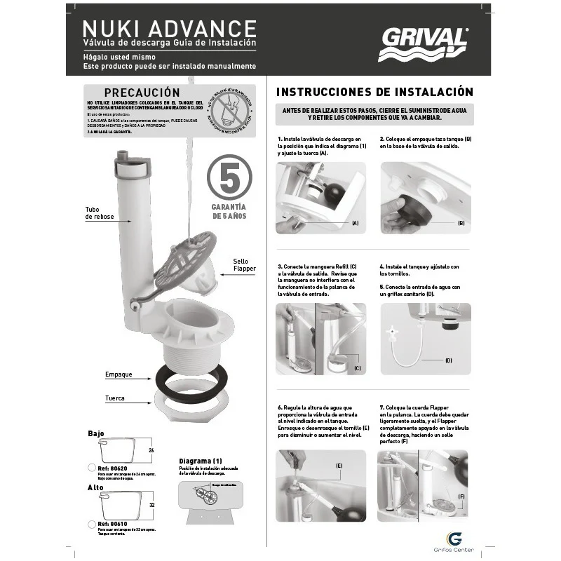 Válvula De Sanitaria Descarga Nuki Advance 26cm Grival - Image 6