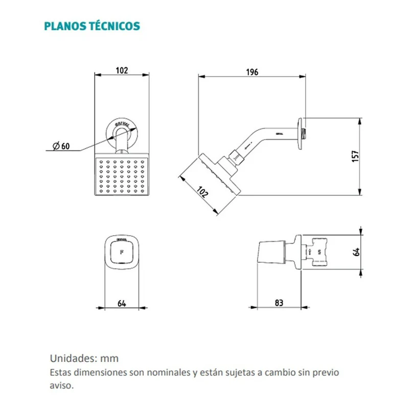 Ducha Sencilla Solid Cromo Grival - Image 5