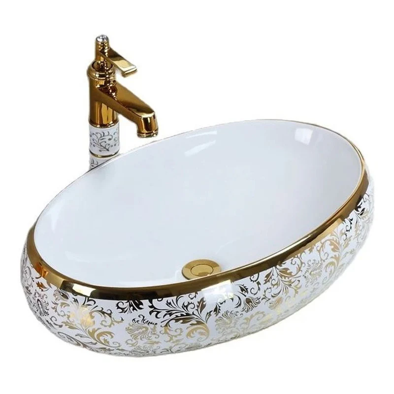 Lavamanos En Porcelana Ovalado Blanco De 42*30*15cm - Image 2