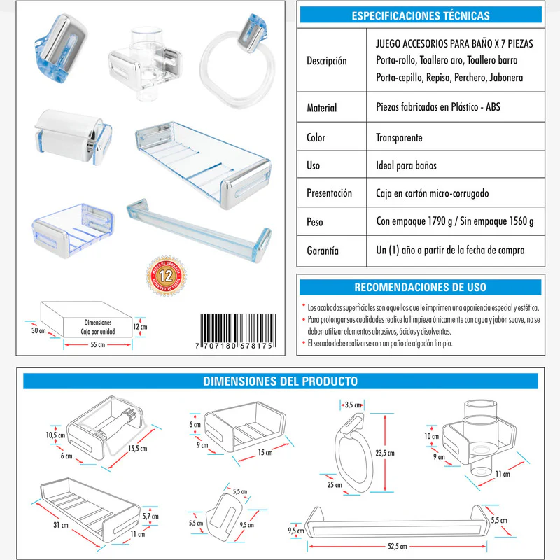 Juego De Accesorios Para Baño Abs X7 Piezas - Image 5