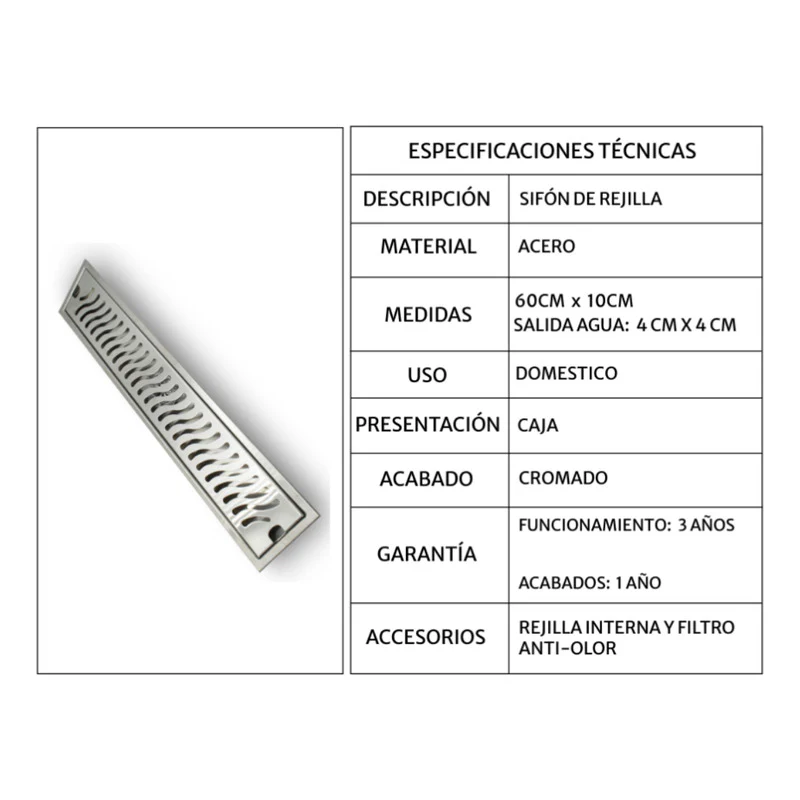 Rejilla De Piso Ranurada De 60 X 10cm - Image 3