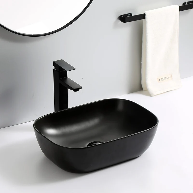 Lavamanos Rectangular Porcelana Negro 45,5*32,5*13,5cm - Image 3