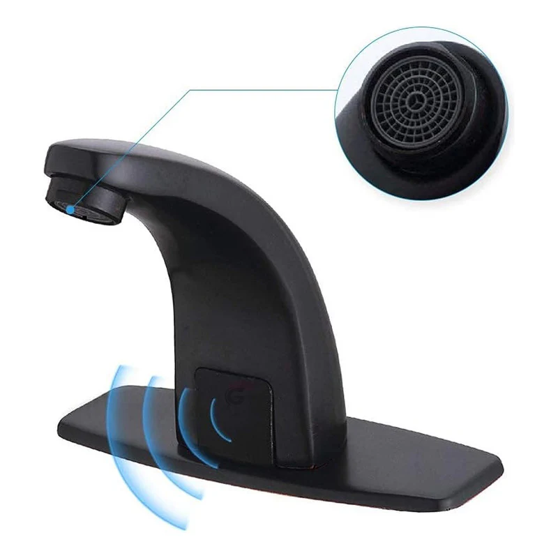 Grifería Llave Lavamanos Sensor Negro Mate - Image 2