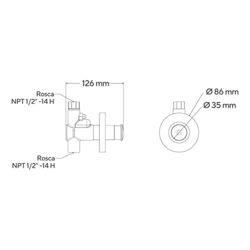 Válvula De Orinal Metálica Tipo Push 0.5 Lpf - Image 2