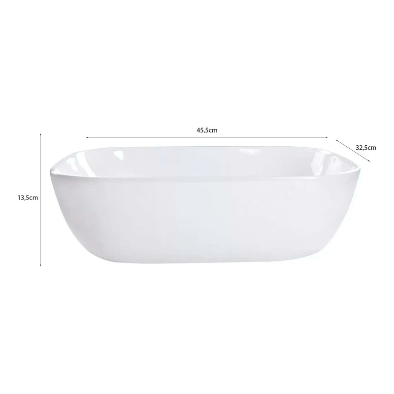 Lavamanos Rectangular Porcelana Blanco 455x325x135 - Image 3