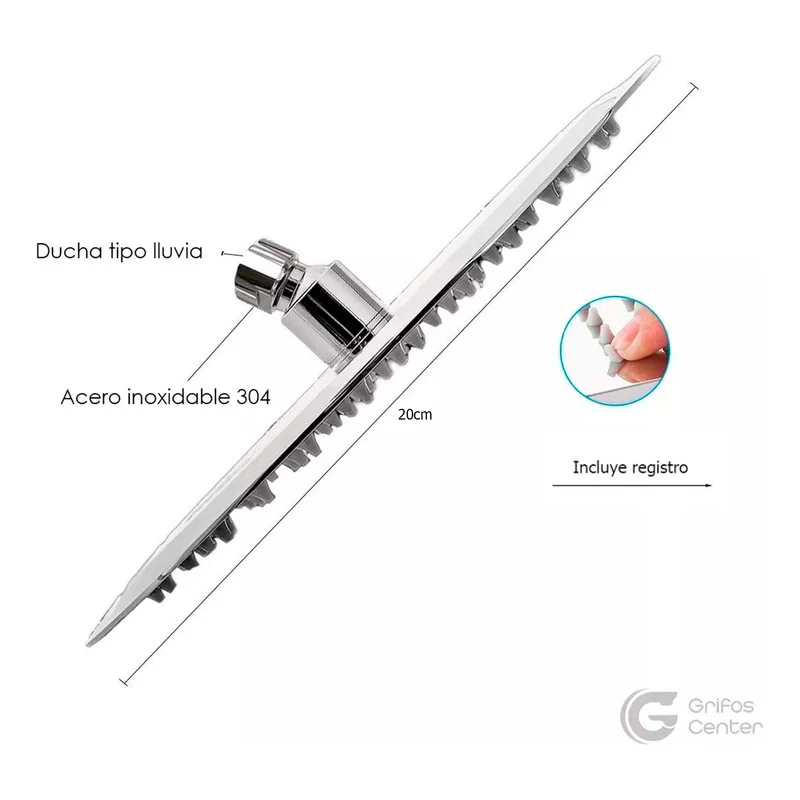 Kit Ducha 20cm Tubo + Mezclador Ducha + Manijas Mucca - Image 4