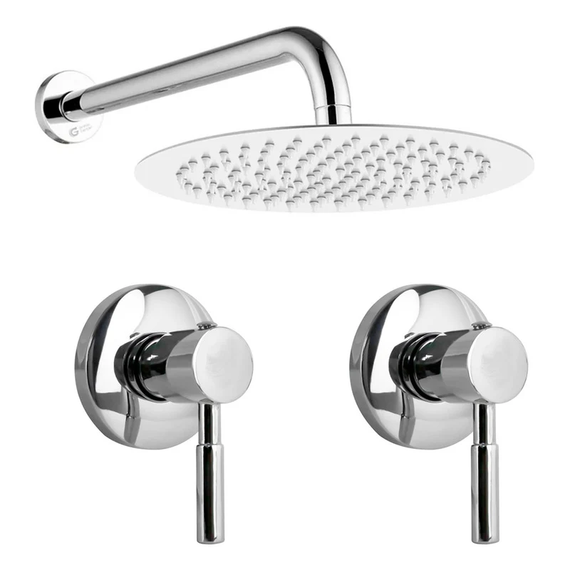 Kit Ducha Redonda 20cm+tubo+mezclador Ducha + Manijas Yw
