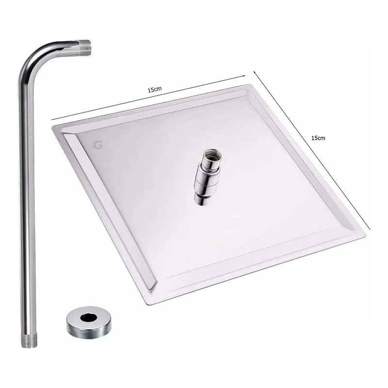 Kit Ducha Cuadrada 15cm+tubo+mezclador Ducha + Manijas Plat - Image 4