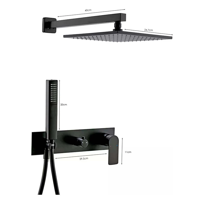 Conjunto De Ducha Manhattan Negro Mate - Image 2