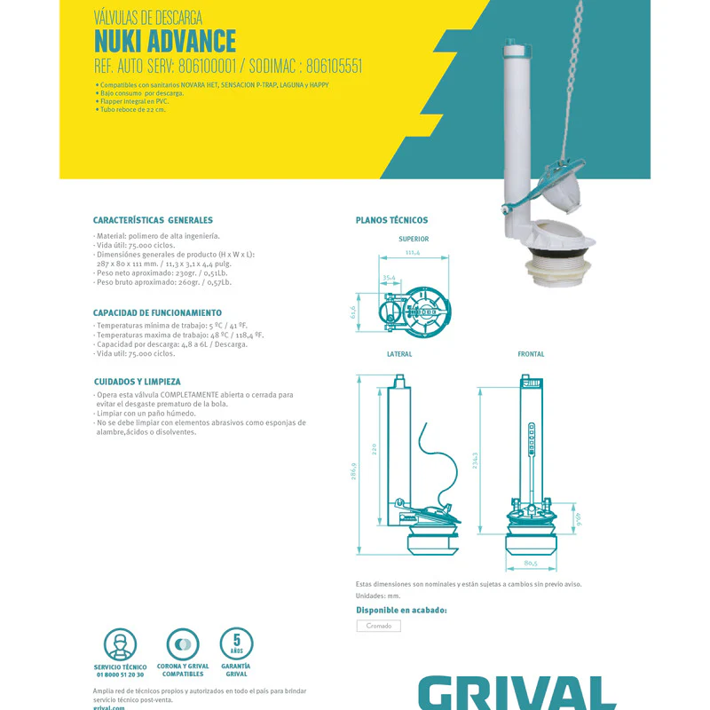 Válvula Descarga Nuki Advance 32cm - Image 4