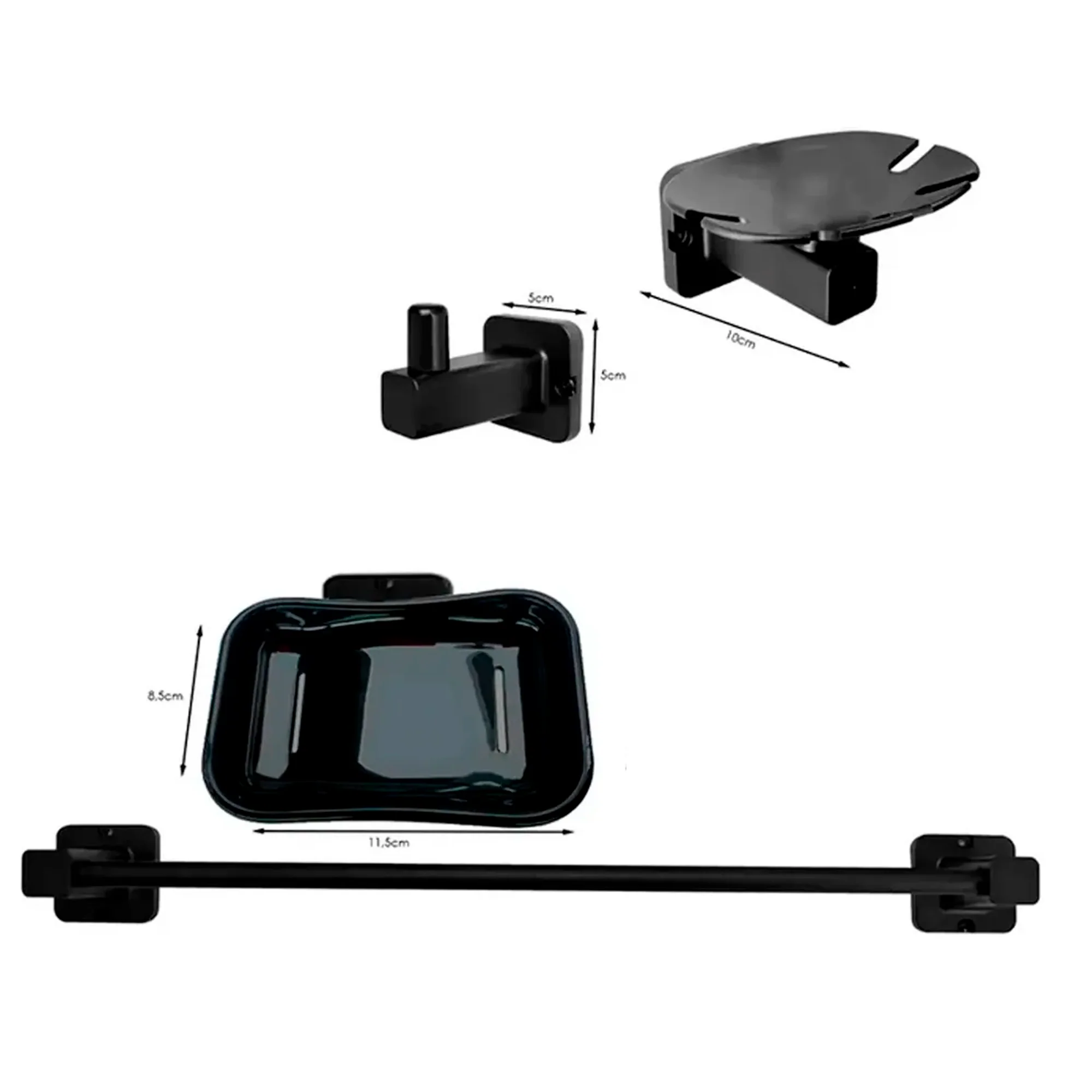 Juego De Accesorios Para Baño Base Cuadrada Negro Abs X5 - Image 2