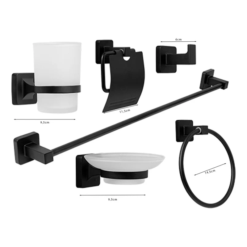 Kit Accesorios De Baño Negro Mate X6 Unidades - Image 2