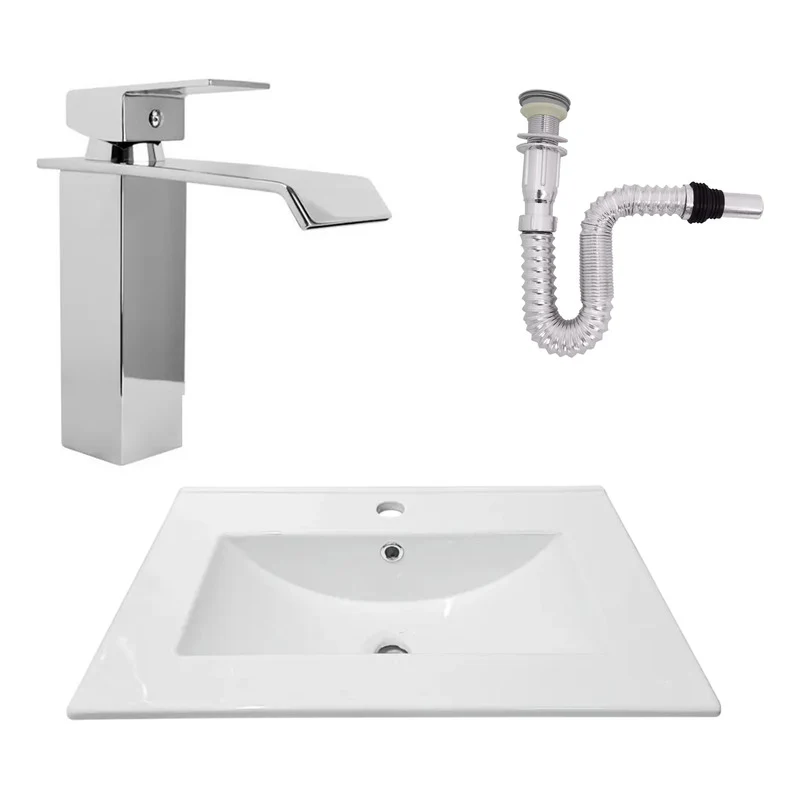 Kit Placa Lavamanos 61*40cm+griferia Monocontrol+push Flex18
