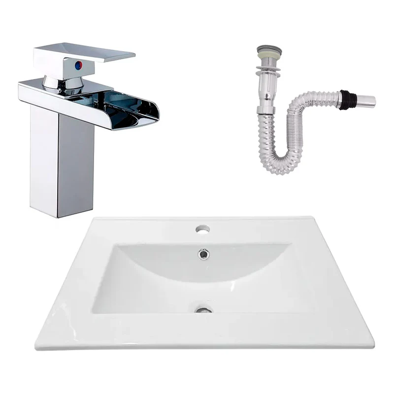 Kit Placa Lavam. 61*46.5cm+griferia Monocontrol+push Flex8