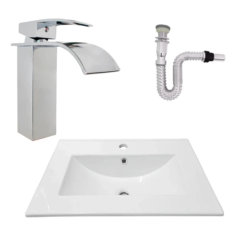 Kit Placa Lavam. 61*46.5cm+griferia Monocontrol+push Flex22