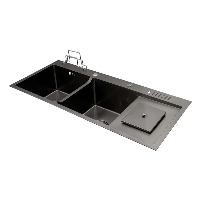 Lavaplatos Negro Doble Poceta 100x45cm +accesorios - Image 3
