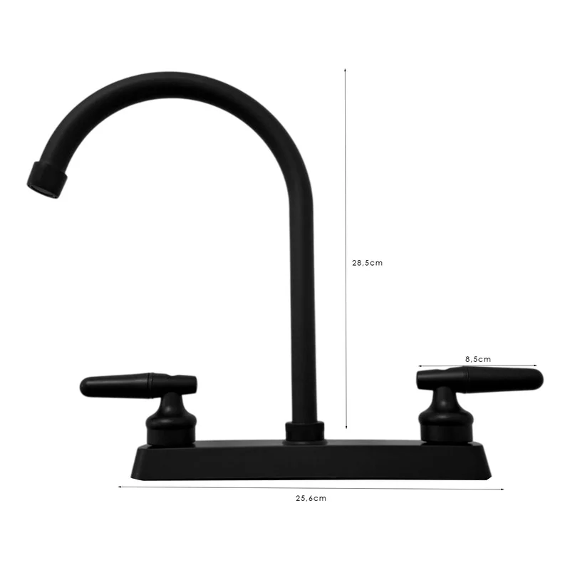 Grifería Llave Lavaplatos Negro Mate Manija Palanca - Image 2