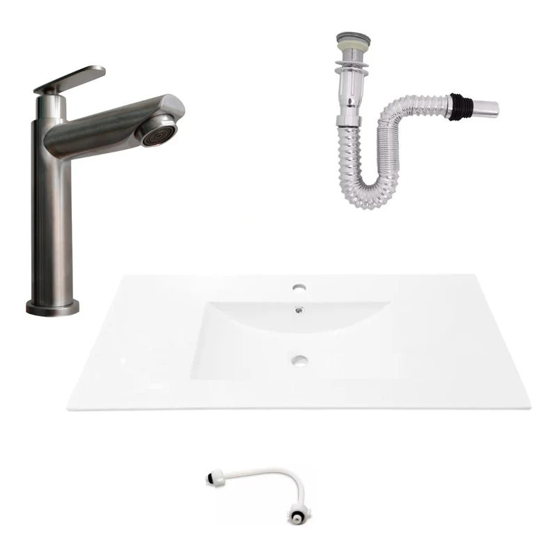 Kit Placa Lavam.101*46.5cm+griferia Agua Fria+push Flex.10