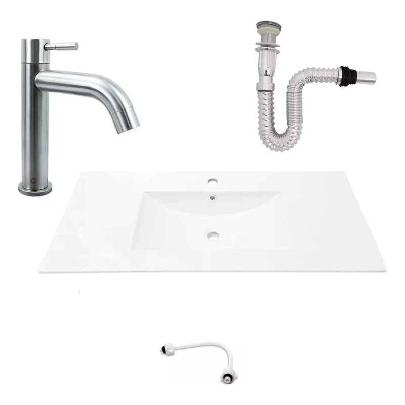 Kit Placa Lavamanos 101*46.5cm+griferia Agua Fria+push Flex7