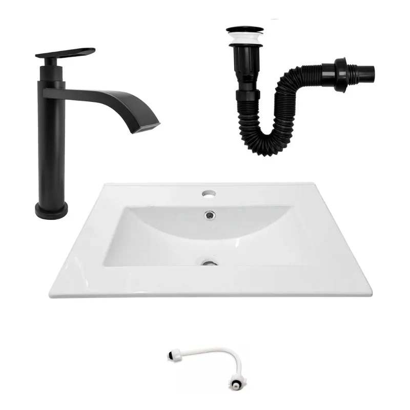 Combo Placa Lavamanos 61*40cm+griferia Agua Fria+push Negro1
