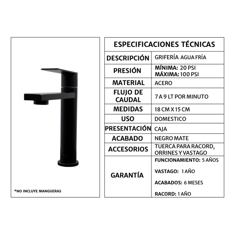 Combo Placa Lavamanos 61*40cm+griferia Agua Fria+push Negro3 - Image 2