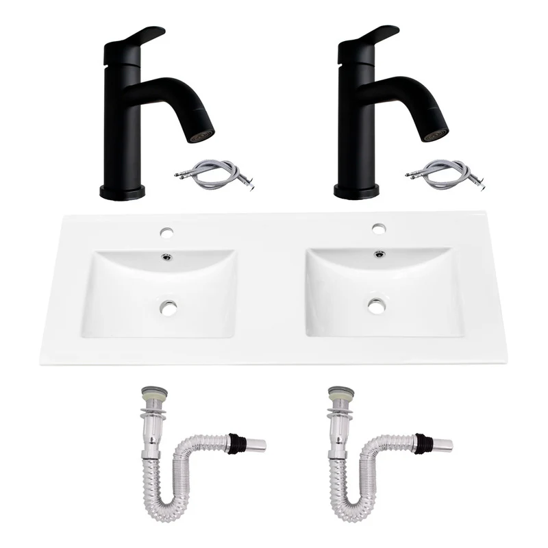 Kit Placa Doble Lavam.121*46.5cm+griferia Monoc+push Flex26