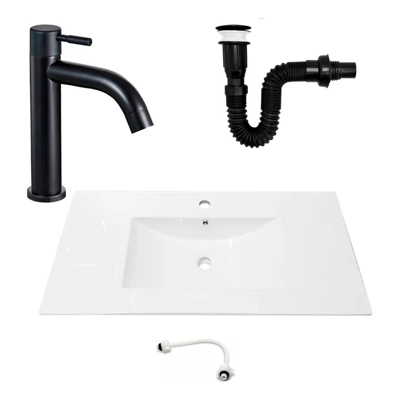 Combo Placa Lavamanos 91*46,5cm+grifo Agua Fria+push Negro4