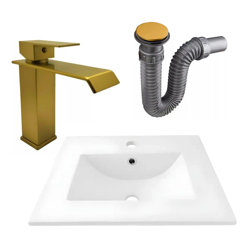 Combo Placa Lavamanos 51*46,5cm+grifo Monocontrol+push Oro7