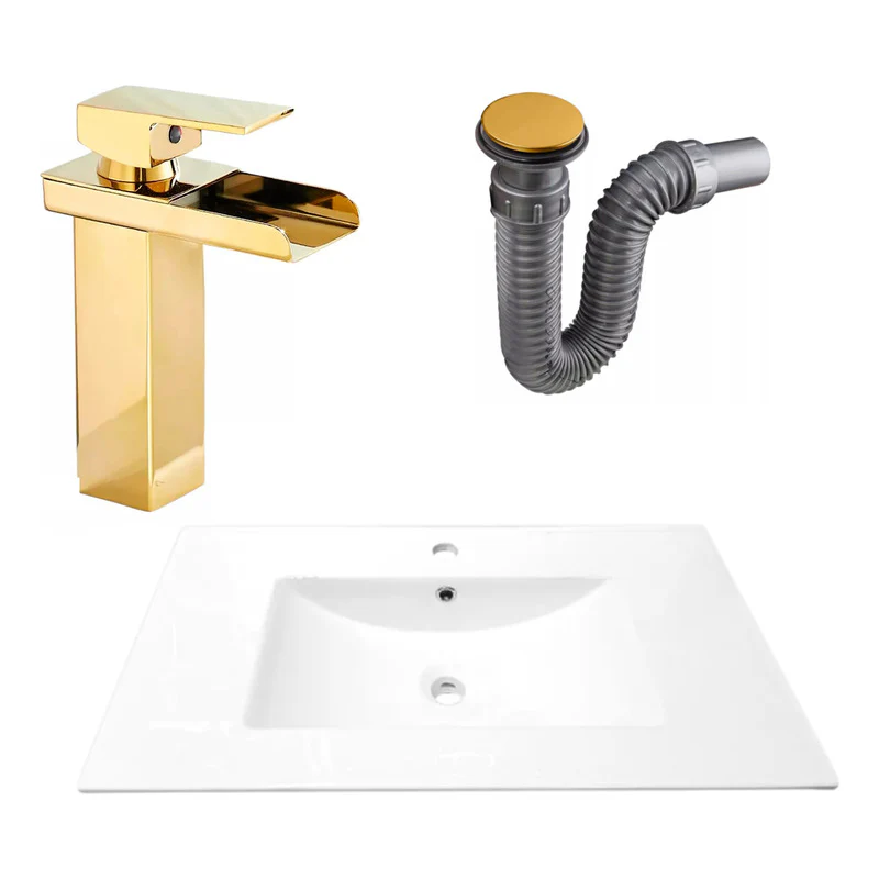 Combo Placa Lavamanos 81*46,5cm+grifo Monocontrol+push Oro6