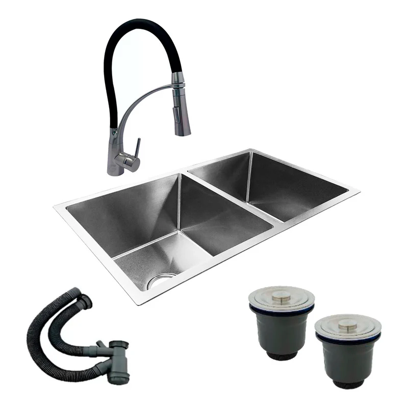 Combo Lavaplatos Doble 77*45cm+griferia Arabia+accesorios